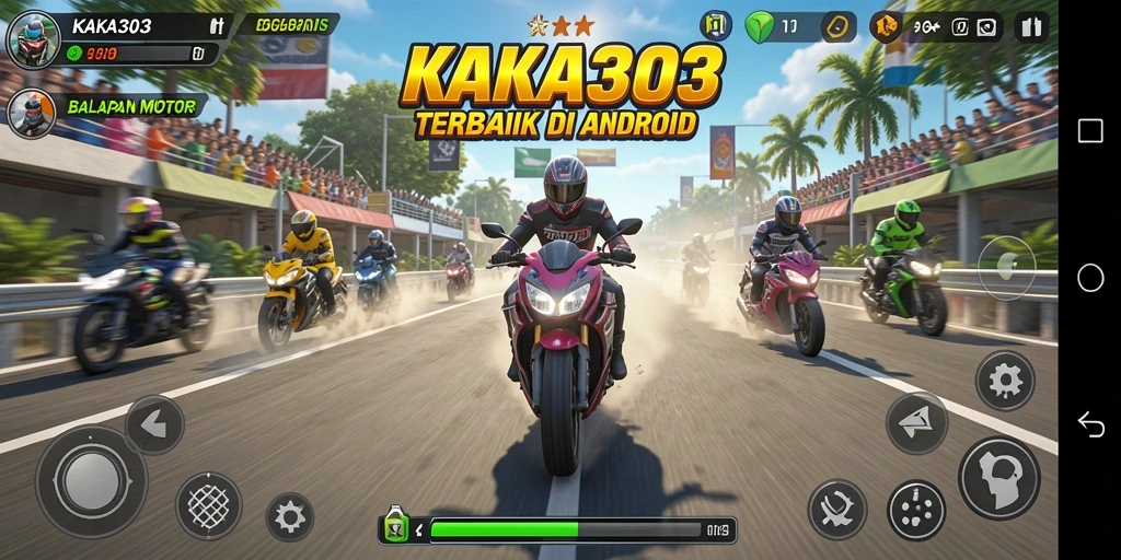 Screenshot KAKA303 menampilkan aksi balapan motor yang mendebarkan.