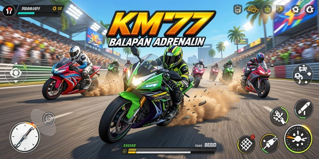 Gameplay balapan motor yang seru dan mendebarkan.