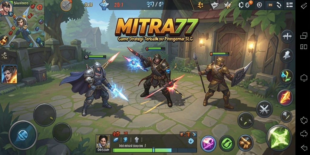 Tangkapan layar gameplay menunjukkan aksi dan strategi dalam MITRA77.