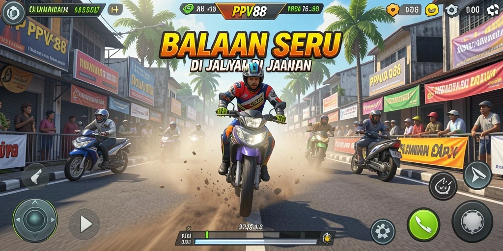 Tampilan gameplay balapan mendebarkan di PPV88.