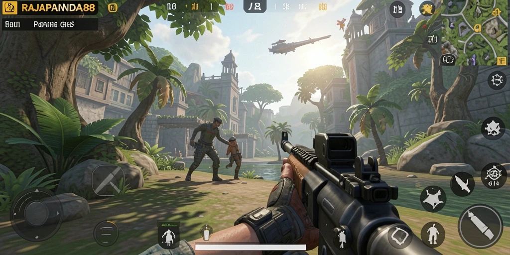 Tampilan action seru dalam gameplay RAJAPANDA88 dengan karakter beraksi.