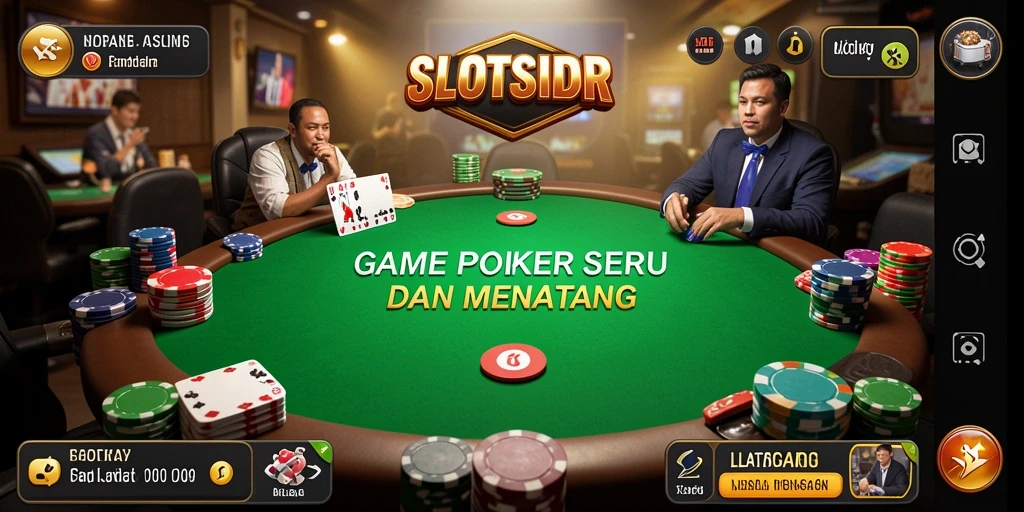 Tampilan gameplay SLOTSIDR saat memperebutkan pot besar di meja Poker.