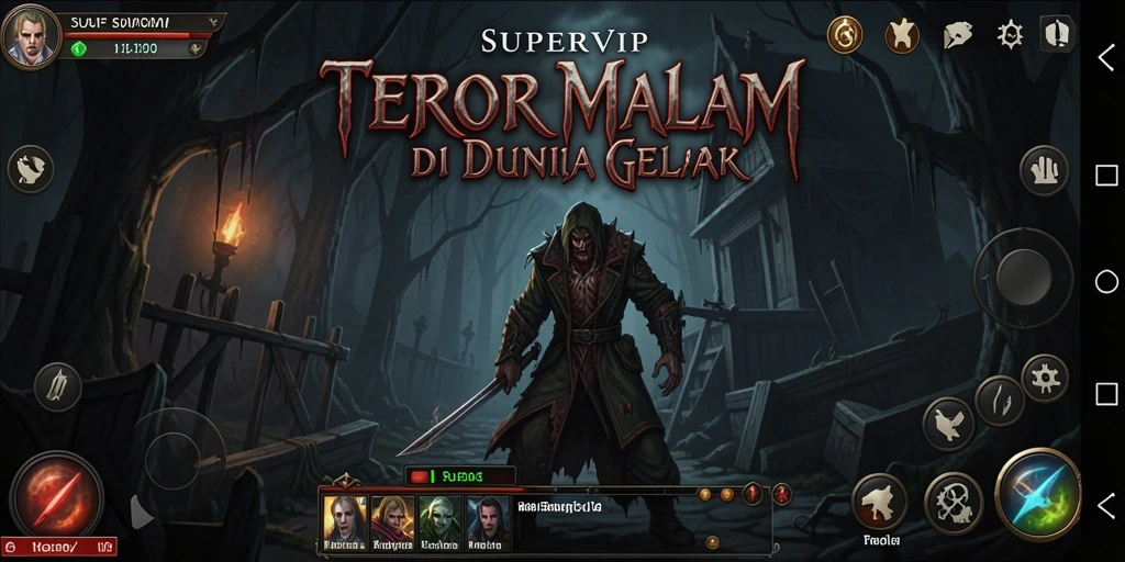 Screenshot gameplay SUPERVIP menampilkan momen menakutkan dan penuh ketegangan.