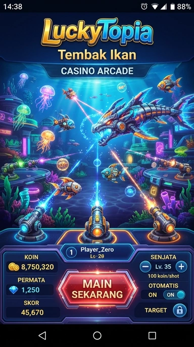 Screenshot tampilan antarmuka luckytopia yang ramah pengguna.