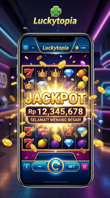 Ilustrasi proses pengunduhan aplikasi di luckytopia.